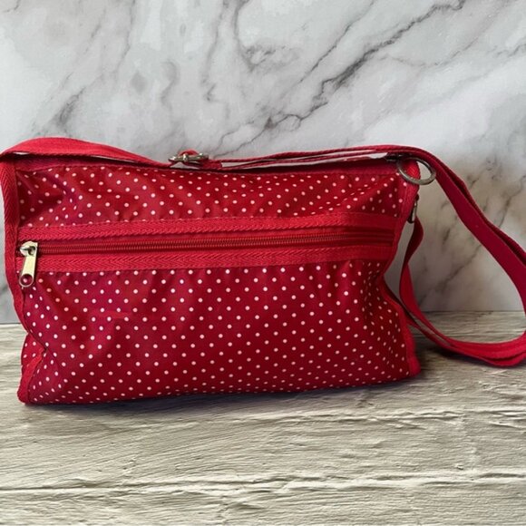 Street Lites Red/White Polka Dot Nylon Crossbody Bag - Picture 3 of 13